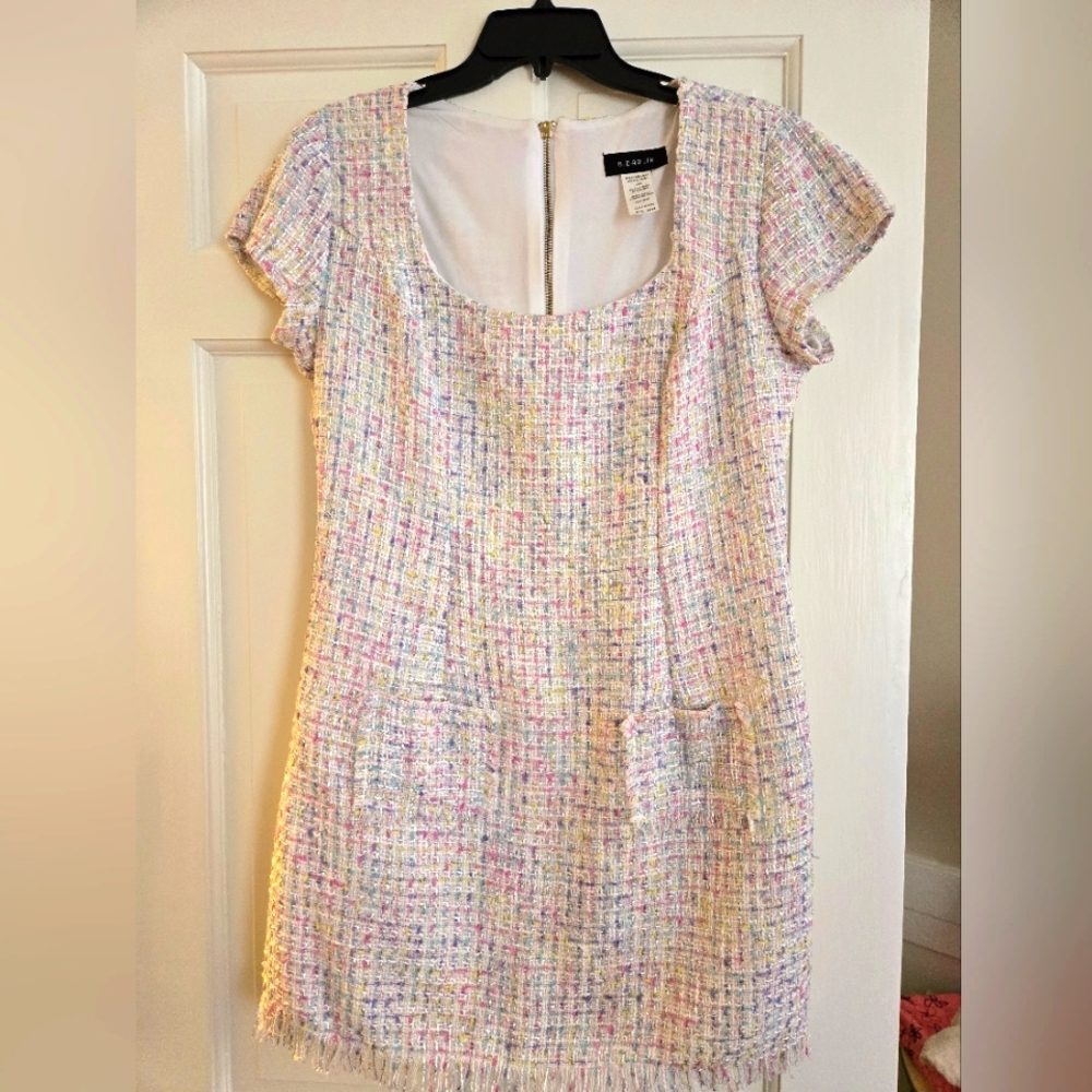 Zara Pastel Tweed Mini Dress